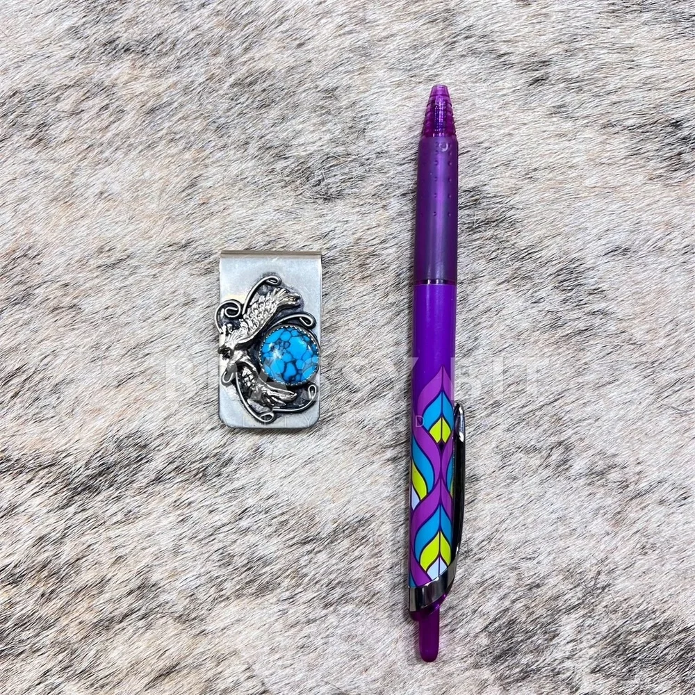 Vintage Western Style Turquoise Money Clip